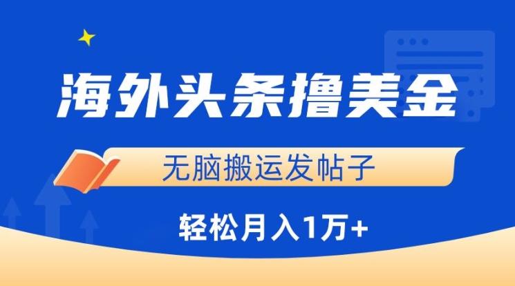 海外头条撸美金，无脑搬运发帖子，月入1万+，小白轻松掌握【揭秘】-梦凌网创