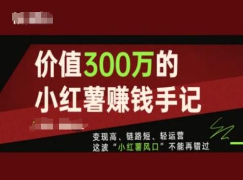 价值300万的小红书赚钱手记，变现高、链路短、轻运营，这波“小红薯风口”不能再错过-梦凌网创