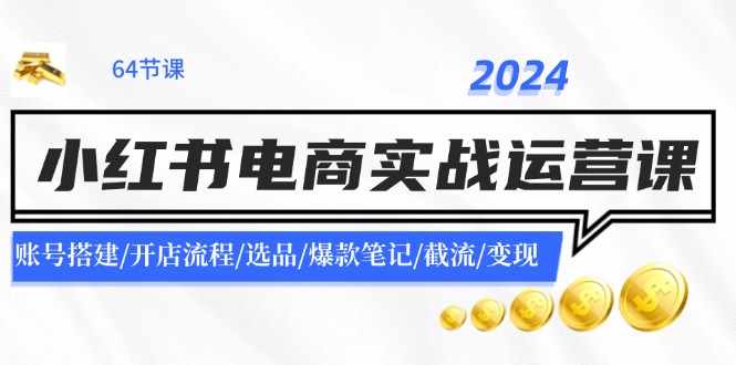 2024小红书电商实战运营课：账号搭建/开店流程/选品/爆款笔记/截流/变现-梦凌网创
