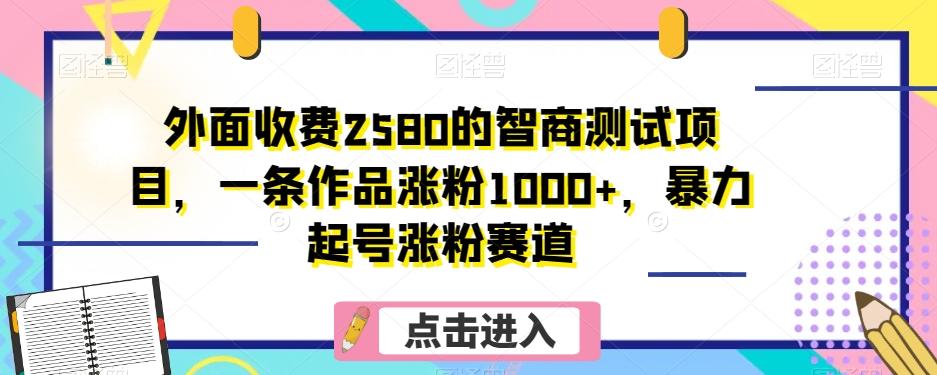 外面收费2580的智商测试项目，一条作品涨粉1000+，暴力起号涨粉赛道【揭秘】-薪火元第一资源库
