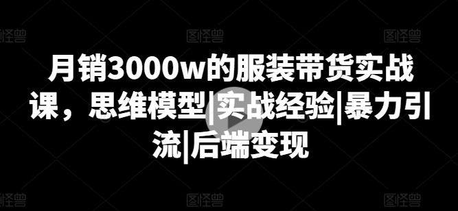 月销3000w的服装带货实战课，思维模型|实战经验|暴力引流|后端变现-梦凌网创