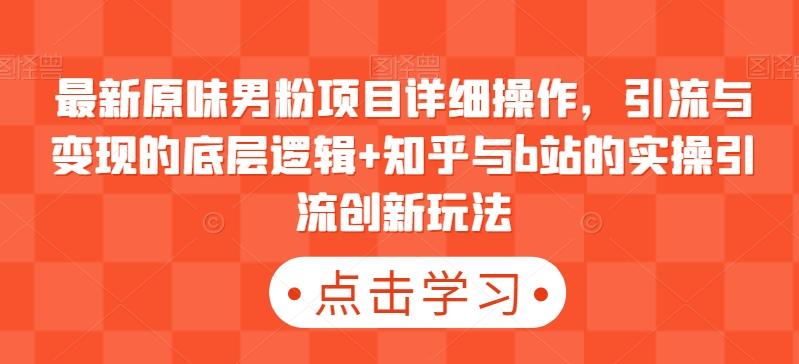 最新原味男粉项目详细操作，引流与变现的底层逻辑+知乎与b站的实操引流创新玩法-梦凌网创