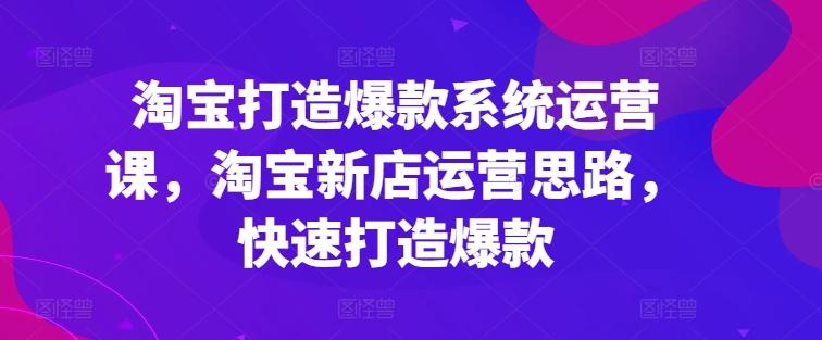 淘宝打造爆款系统运营课，淘宝新店运营思路，快速打造爆款-梦凌网创