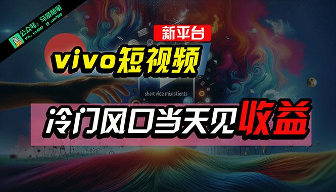 全新平台vivo短视频，新风口AI混剪无脑搬运，冷门风口当天见收益，7天…-梦凌网创