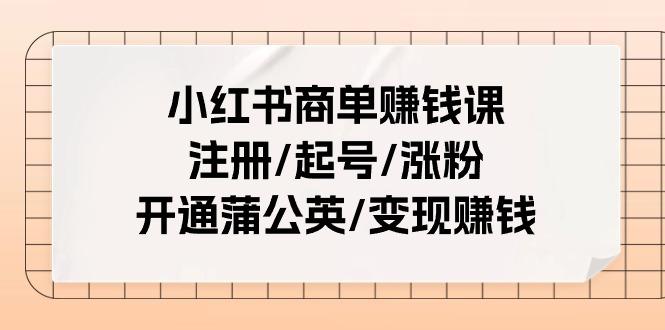 小红书商单赚钱课：注册/起号/涨粉/开通蒲公英/变现赚钱(25节课)-梦凌网创