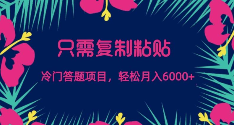 只需复制粘贴，冷门答题项目，轻松月入6000-梦凌网创