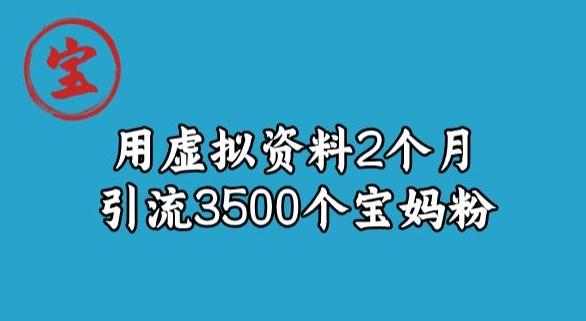 宝哥虚拟资料项目，2个月引流3500个宝妈粉-薪火元第一资源库