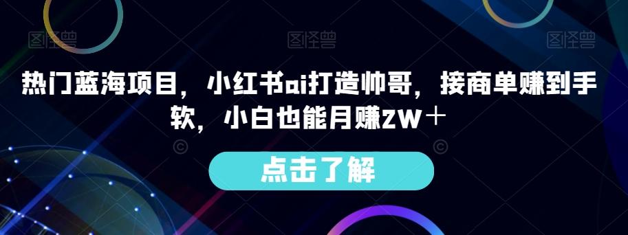 热门蓝海项目，小红书ai打造帅哥，接商单赚到手软，小白也能月赚2W＋-梦凌网创
