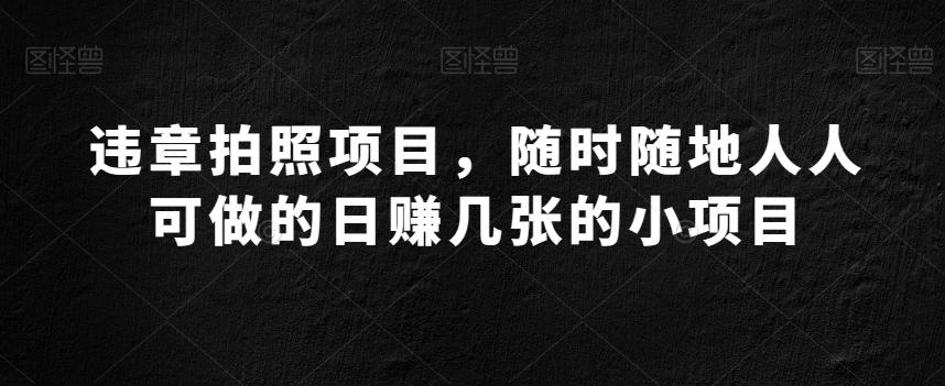 违章拍照项目，随时随地人人可做的日赚几张的小项目-梦凌网创