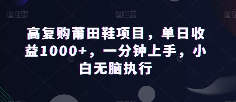 高复购莆田鞋项目，单日收益1000+，一分钟上手，小白无脑执行-薪火元第一资源库