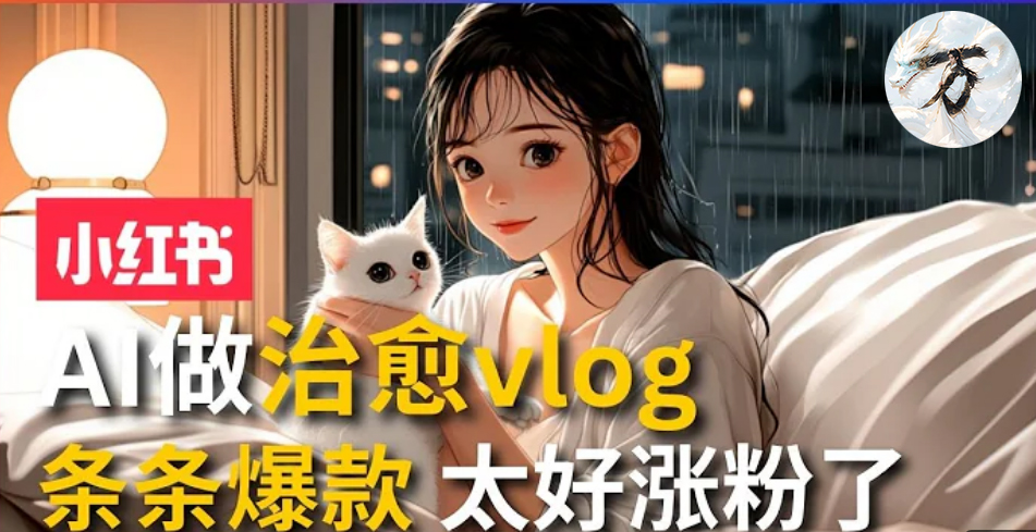 AI治愈系vlog动画视频，小红书1个月轻松涨粉破万，商单报价1500+日入2000+-梦凌网创
