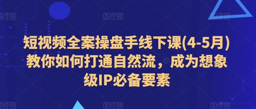 短视频全案操盘手线下课(4-5月)教你如何打通自然流，成为想象级IP必备要素-梦凌网创