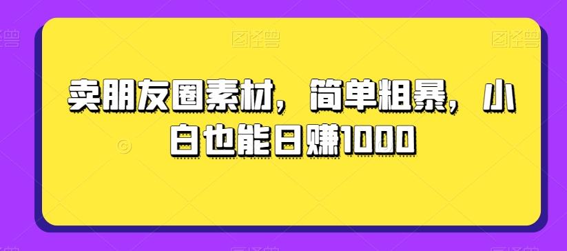 卖朋友圈素材，简单粗暴，小白也能日赚1000-梦凌网创