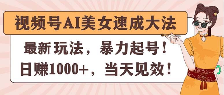 视频号AI美女速成大法，暴力起号，日赚1000+，当天见效-梦凌网创