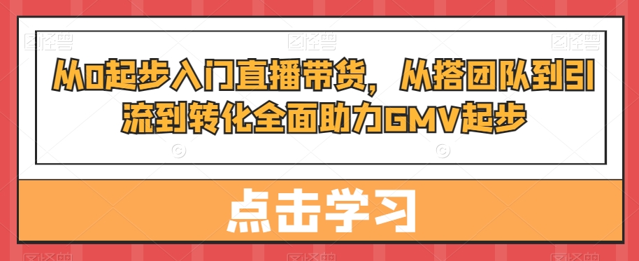 从0起步入门直播带货，​从搭团队到引流到转化全面助力GMV起步-梦凌网创
