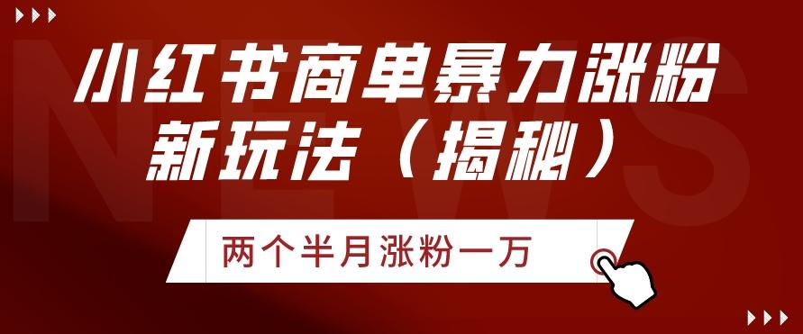 小红书商单暴力涨粉新玩法两个半月涨粉一万（揭秘）-薪火元第一资源库