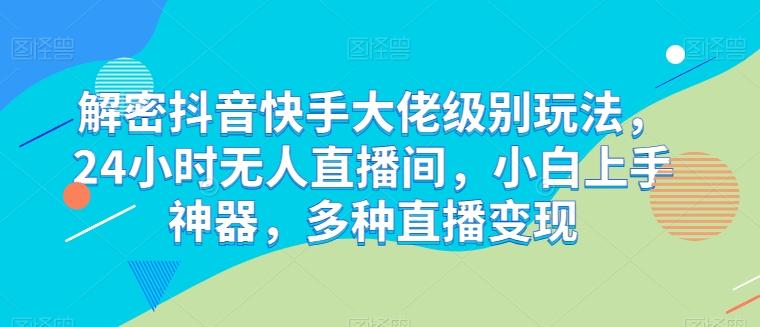 解密抖音快手大佬级别玩法，24小时无人直播间，小白上手神器，多种直播变现【揭秘】-梦凌网创