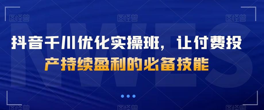 抖音千川优化实操班，让付费投产持续盈利的必备技能-梦凌网创