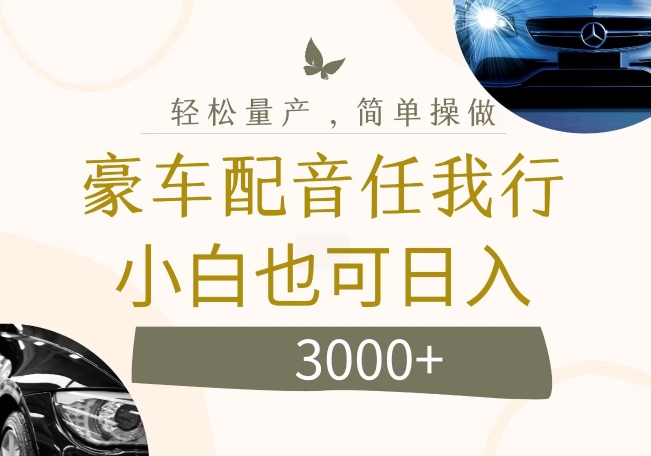 不为人知的暴力小项目，豪车配音，日入几张【揭秘】-梦凌网创