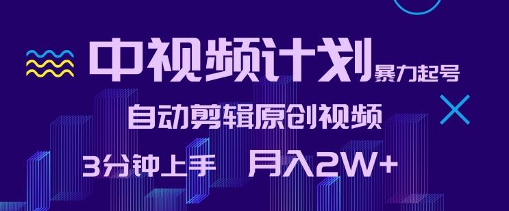 中视频计划暴力起号，自动剪辑原创视频，3分钟上手，月入2W+【揭秘】-梦凌网创