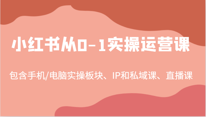 小红书从0-1实操运营课，包含手机/电脑实操板块、IP和私域课、直播课(97节)-梦凌网创
