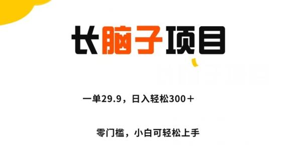 长脑子项目，一单29.9，日入轻松300＋，零门槛操作-梦凌网创