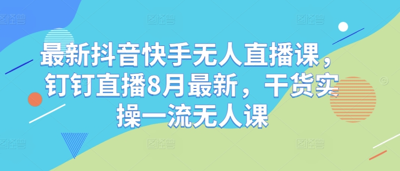 最新抖音快手无人直播课，钉钉直播8月最新，干货实操一流无人课-梦凌网创