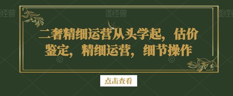 二奢精细运营从头学起，估价鉴定，精细运营，细节操作-梦凌网创