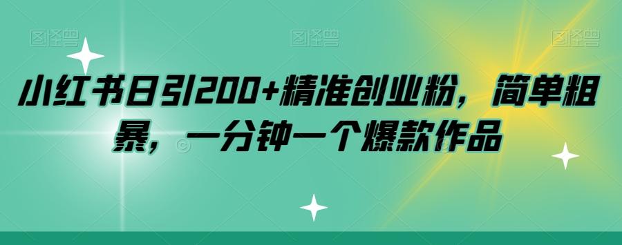 小红书日引200+精准创业粉，简单粗暴，一分钟一个爆款作品【揭秘】-梦凌网创