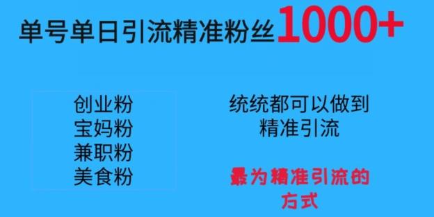 单号单日引流精准粉丝1000+，最为精准引流的方式-梦凌网创