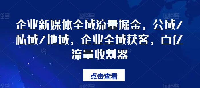 企业新媒体全域流量掘金，公域/私域/地域，企业全域获客，百亿流量收割器-梦凌网创