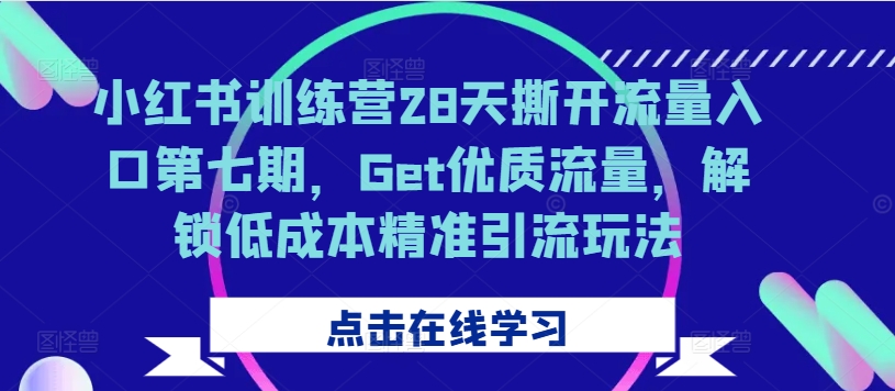 小红书训练营28天撕开流量入口第七期，Get优质流量，解锁低成本精准引流玩法-梦凌网创