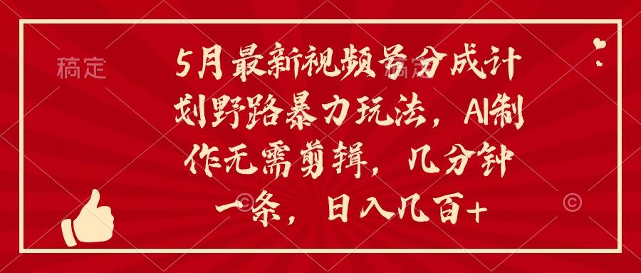 5月最新视频号分成计划野路暴力玩法，ai制作，无需剪辑。几分钟一条，…-梦凌网创