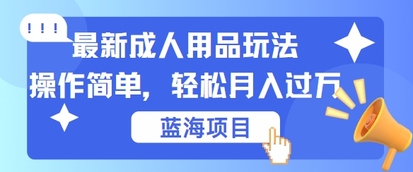 最新成人用品项目玩法，操作简单，动动手，轻松日入几张【揭秘】-梦凌网创