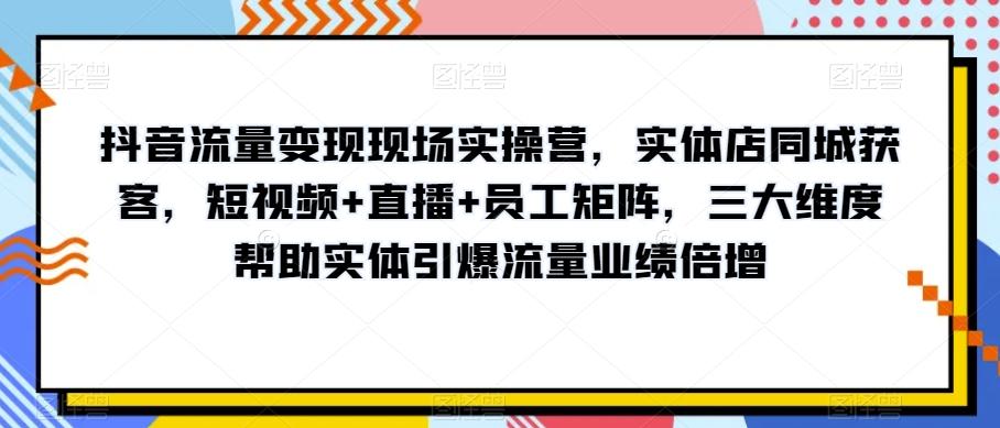抖音流量变现现场实操营，实体店同城获客，短视频+直播+员工矩阵，三大维度帮助实体引爆流量业绩倍增-梦凌网创