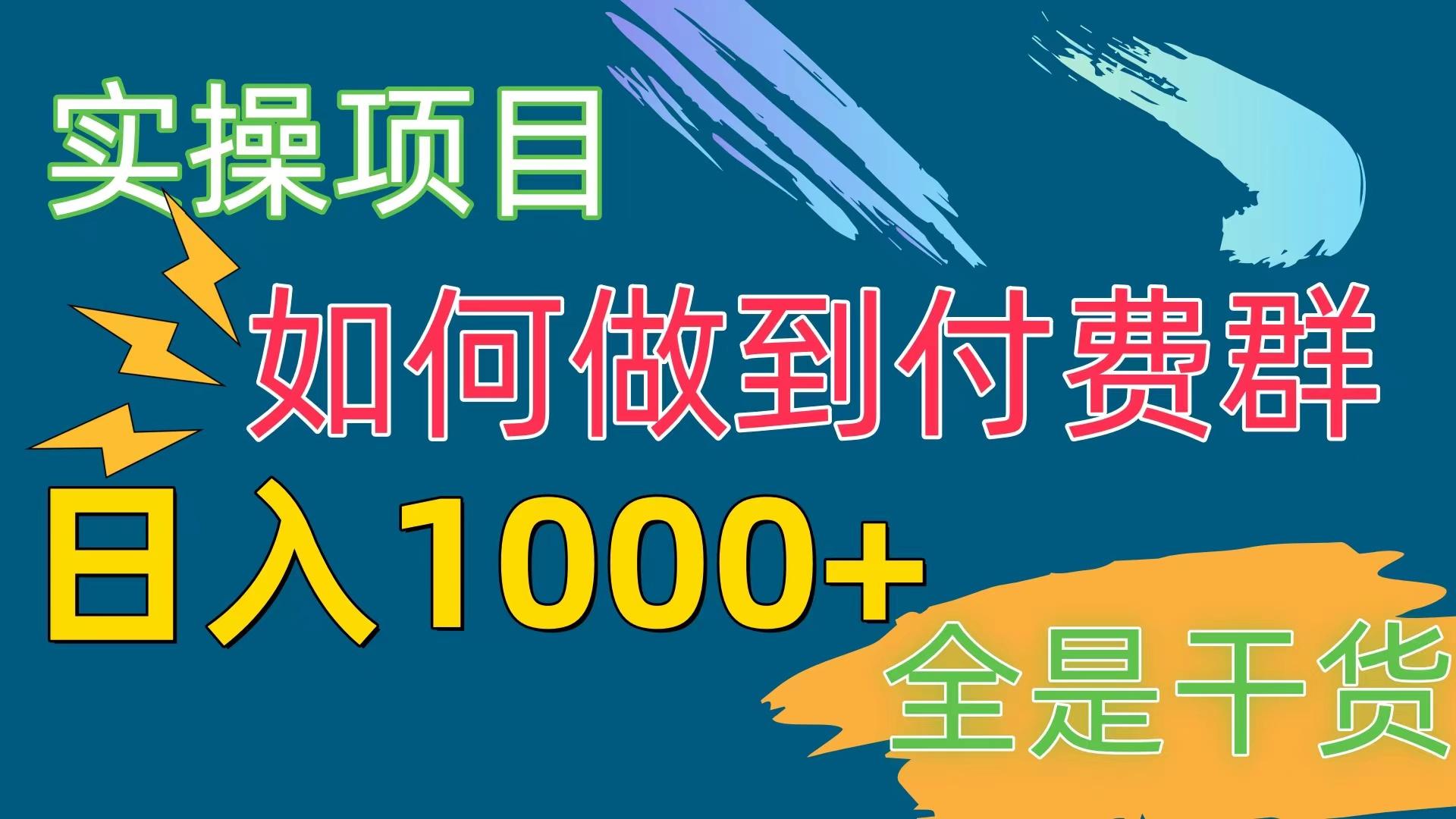 [实操项目]付费群赛道，日入1000+-梦凌网创