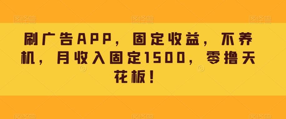 刷广告APP，固定收益，不养机，月收入固定1500，零撸天花板！-梦凌网创