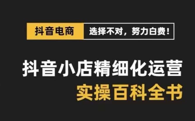 抖音小店精细化运营百科全书，保姆级运营实操讲解-梦凌网创