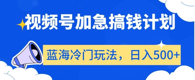 视频号加急搞钱计划，蓝海冷门玩法，日入500+【揭秘】-梦凌网创