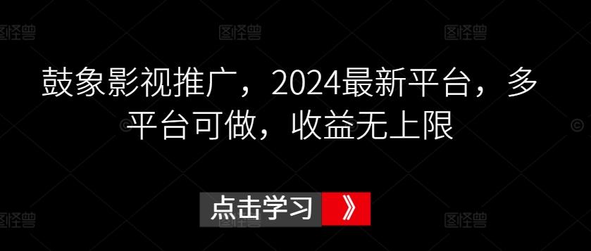 鼓象影视推广，2024最新平台，多平台可做，收益无上限【揭秘】-梦凌网创