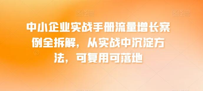 中小企业实战手册流量增长案例全拆解，从实战中沉淀方法，可复用可落地-梦凌网创