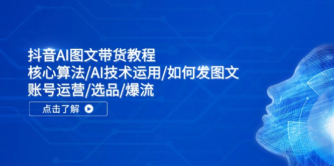 抖音AI图文带货教程：核心算法/AI技术运用/如何发图文/账号运营/选品/爆流-梦凌网创