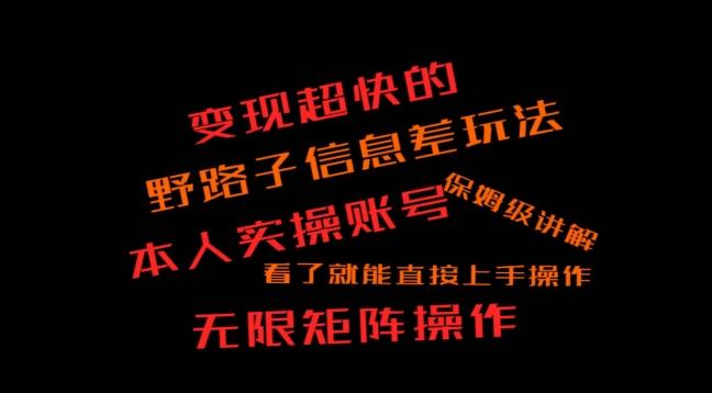 变现超快的野路子信息差玩法，本人实操账号保姆级讲解-梦凌网创
