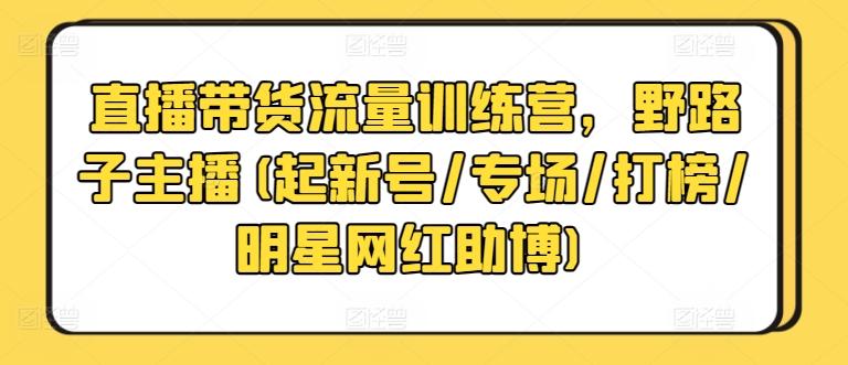 直播带货流量训练营，野路子主播(起新号/专场/打榜/明星网红助博)-梦凌网创