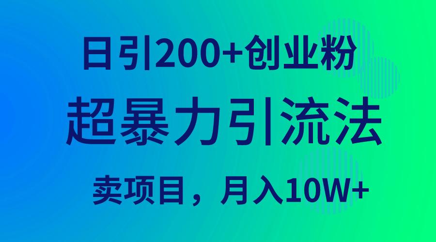 (9654期)超暴力引流法，日引200+创业粉，卖项目月入10W+-梦凌网创