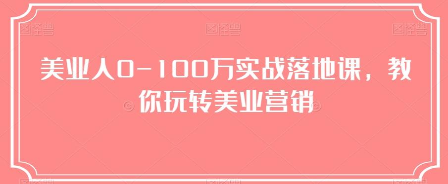 美业人0-100万实战落地课，教你玩转美业营销-梦凌网创