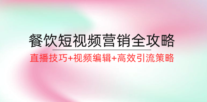 餐饮短视频营销全攻略：直播技巧+视频编辑+高效引流策略-梦凌网创