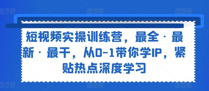 短视频实操训练营，最全·最新·最干，从0-1带你学IP，紧贴热点深度学习-梦凌网创