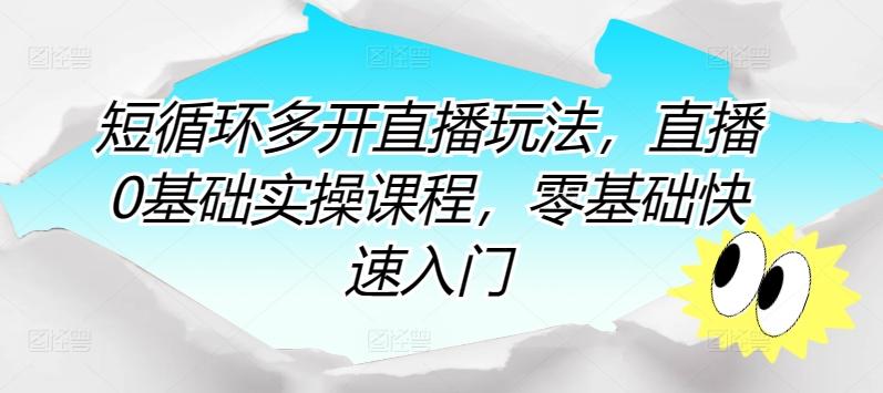 短循环多开直播玩法，直播0基础实操课程，零基础快速入门-梦凌网创