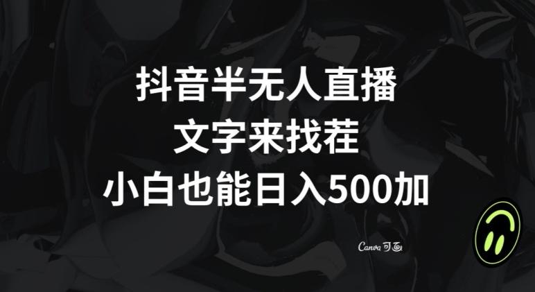 抖音半无人直播，文字来找茬小游戏，每天收益500+【揭秘】-梦凌网创